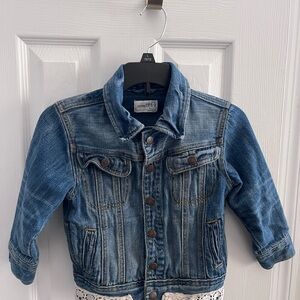 GAP Classic Blue Jean Jacket for girls custom altered with lace detail size 4 T